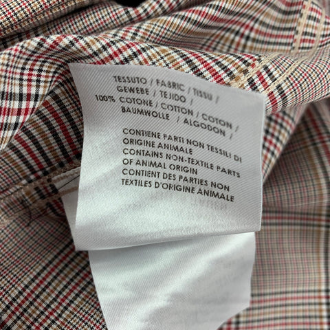 GUCCI Size L Navy Red Plaid Cotton Long Sleeve Shirt