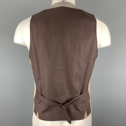 PAUL SMITH Taille M Gilet boutonné en mélange de coton pied-de-poule gris