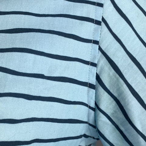 BAND OF OUTSIDERS Size L Blue Navy Stripe Cotton Short Sleeve Shirt