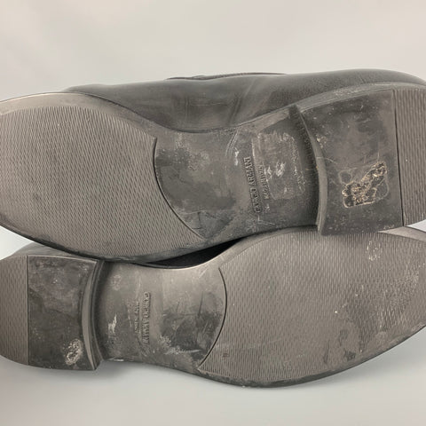GIORGIO ARMANI Size 11 Charcoal Black Ombre Leather Slip On Loafers