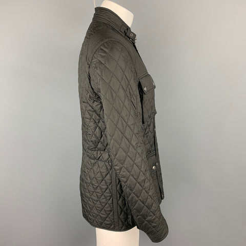 BELSTAFF Size 40 Black Quilted Polyester Zip & Snaps Jacket