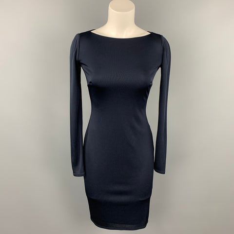 RALPH LAUREN Black Label Taille 0 Robe col bateau en viscose marine