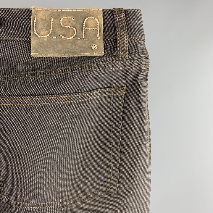 JOHN VARVATOS * U.S.A. Size 34 Charcoal Nailhead Cotton Button Fly Jeans