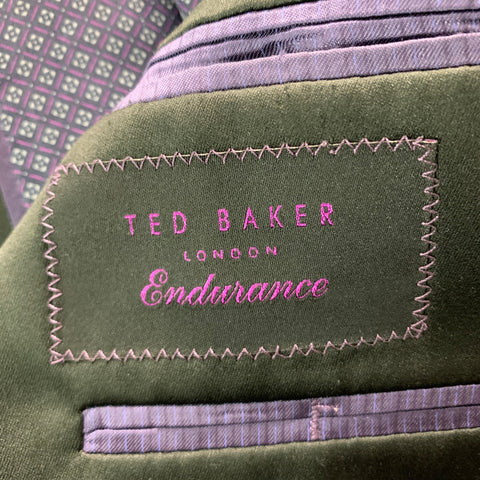 TED BAKER Size 38 Navy Solid Wool Mohair Shawl Collar 31 32 Tuxedo