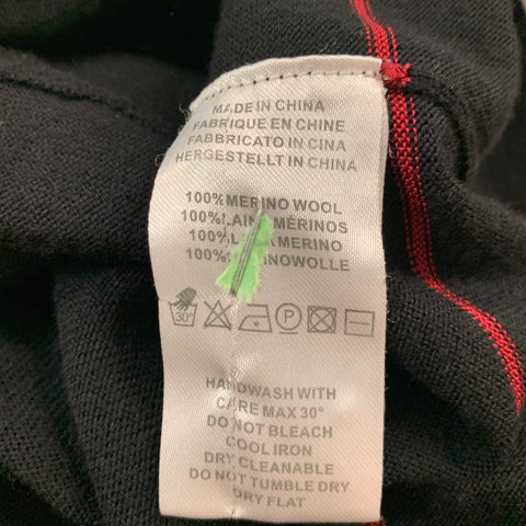 PAUL SMITH Size S Black Red Merino Wool Polo Pullover