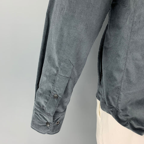 HAVEN Size L Grey Corduroy Cotton Zip Up Sanson Guide Jacket