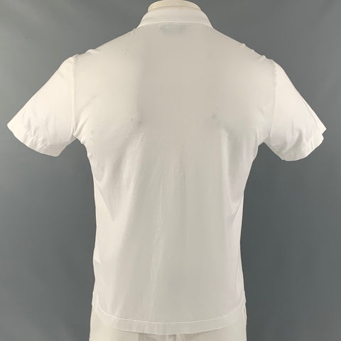 STONE ISLAND Size L White Logo Cotton Buttoned Polo