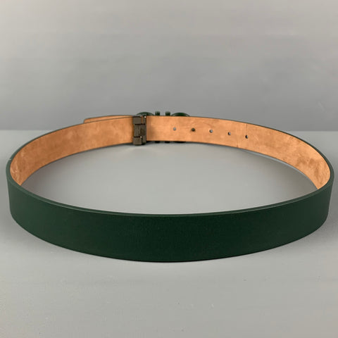 SALVATORE FERRAGAMO Size M Dark Green Leather Belt