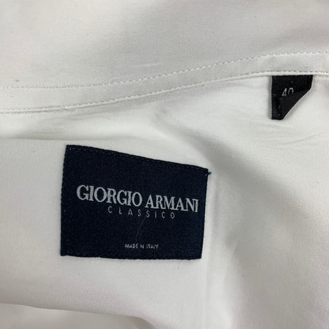 GIORGIO ARMANI Size M White Cotton Button Up Long Sleeve Shirt