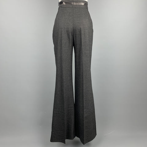 WES GORDON Size 2 Charcoal Heather Wool Blend Wide Leg Dress Pants