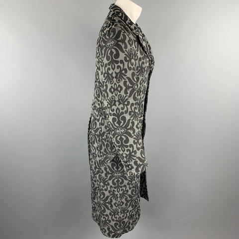 COMME des GARCONS HOMME PLUS Size S Grey & Black Jacquard Polyester / Cotton Coat