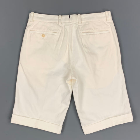 BISHITTO Size 29 White Cotton / Linen Zip Fly Shorts