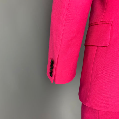 ALEXANDER MCQUEEN Size 36 Pink Wool Peak Lapel Asymmetric Suit