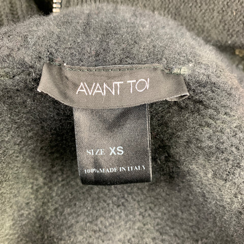 AVANT TOI Size XS Black & Grey Distressed Embroidered Merino Wool / Cashmere Cardigan