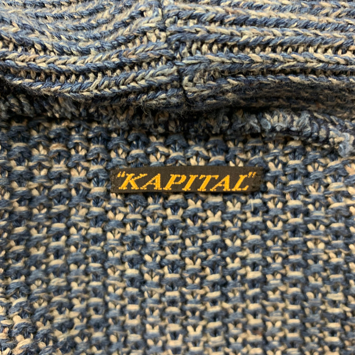 KAPITAL Size M Indigo Knitted Cotton Shawl Collar Jacket