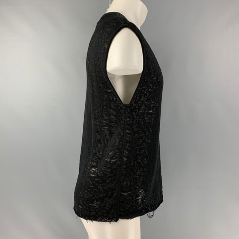 IRO Gossy Size XS Black Distressed Cotton Blend Sleeveless Pullover