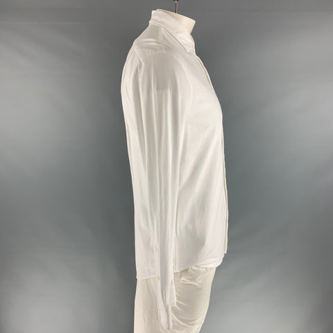 RALPH LAUREN Taille L Chemise à manches longues boutonnée en coton uni blanc