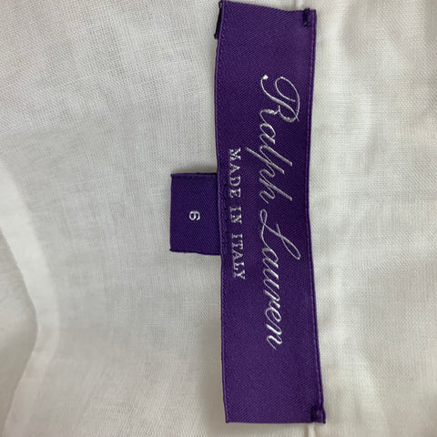 Colección RALPH LAUREN Talla 6 Blusa transparente de algodón blanco