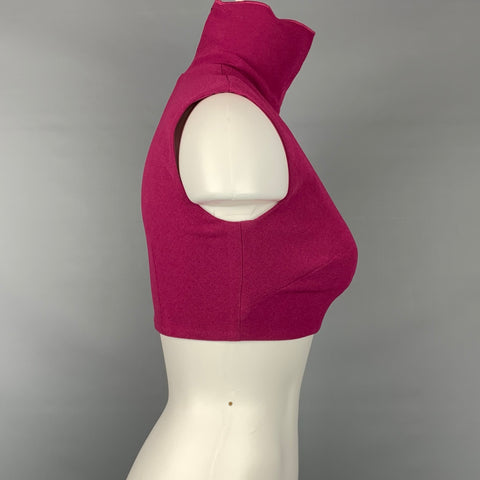 ALEX PERRY Taille 6 Framboise Stretch Crêpe Blake Turtleneck Crop Top