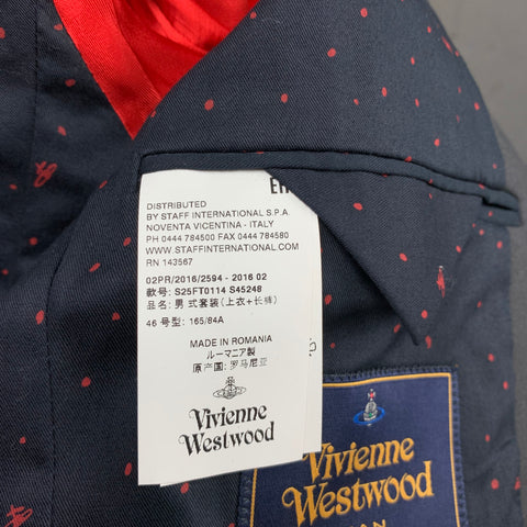 VIVIENNE WESTWOOD MAN James Size 36 Charcoal Wool Peak Lapel Suit