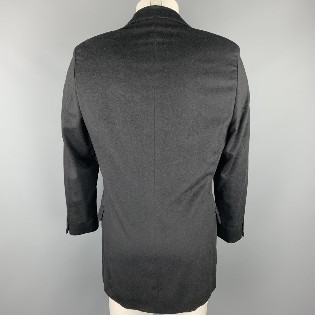ZANETTI Size 40 Regular Black Cashmere / Wool Sport Coat
