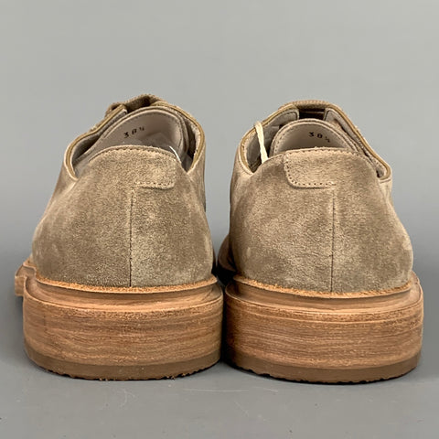 BRUNELLO CUCINELLI Size 8.5 Taupe & Silver Suede Lace Up Shoes