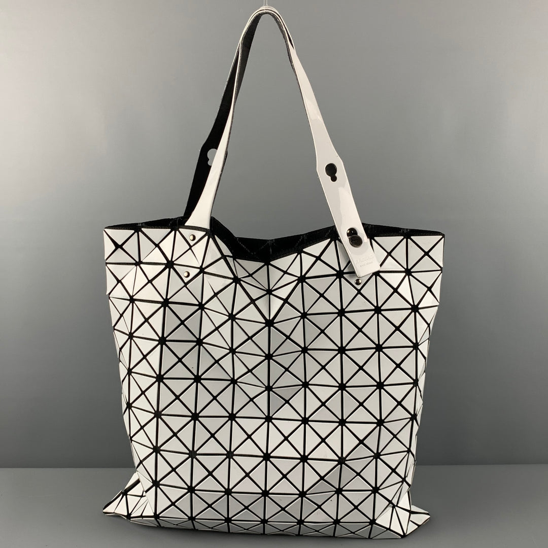 ISSEY MIYAKE White Black Triangle PVC Tote Handbag & Leather Goods