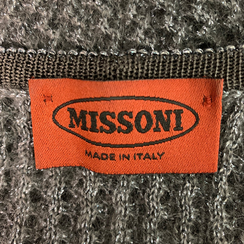 MISSONI Size 2 Grey Silver Mohair Blend Knitted Casual Top