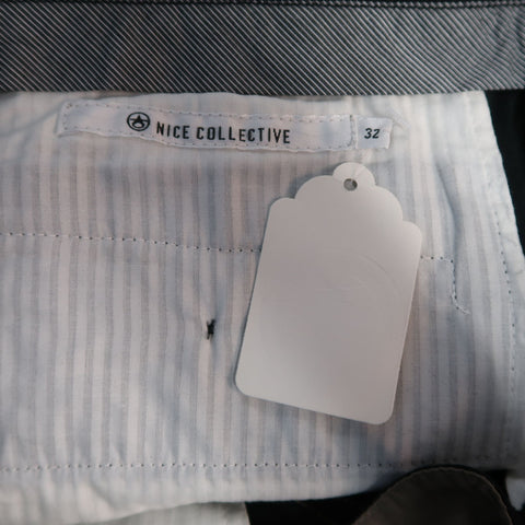 NICE COLLECTIVE Size 32 Black Solid Cotton Chino Pants
