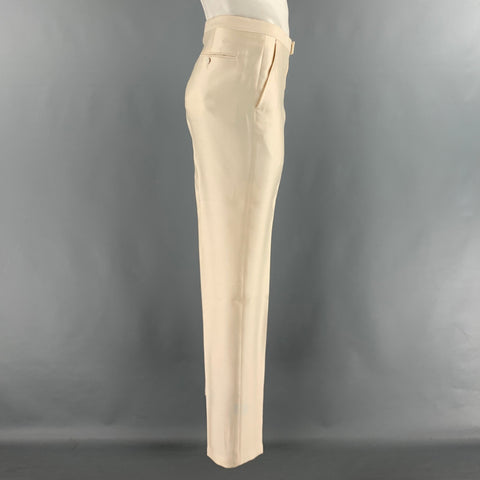 GUCCI Size 34 Beige Solid Wool  Silk Zip Fly Dress Pants