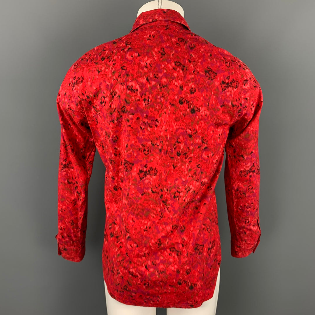 AGNES B. Camisa de manga larga con botones de algodón con estampado rojo talla S