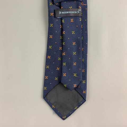 MASSIMO BIZZOCCHI Navy Orange Abstrack Floral Silk Tie