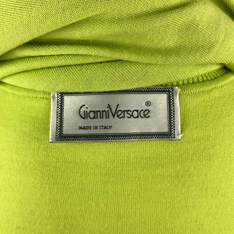 GIANNI VERSACE Size L Lime Green Wool Cape Overlay Turtleneck Sweater