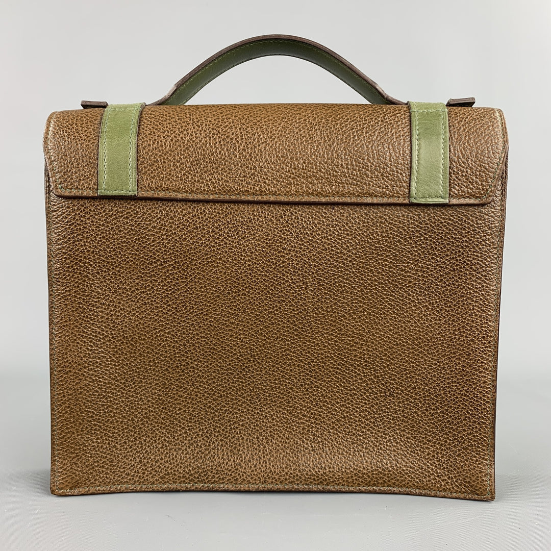 APRIL in PARIS Brown & Olive Textured Leather Bag