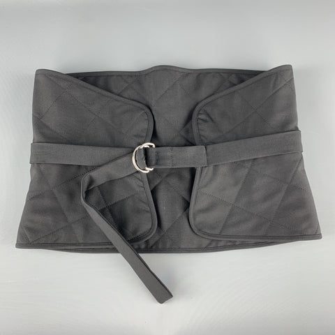 JIL SANDER Taille 6 Ceinture en laine matelassée noire / Mohair D Loop