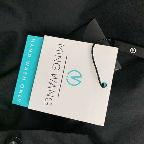 MING WANG Size XL Black Cotton Blend Shirt Dress