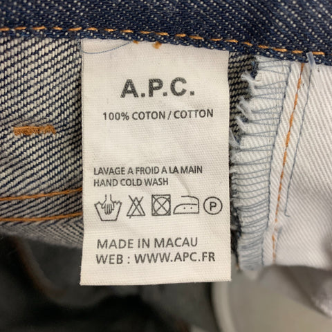 A.P.C. Size 29 Dark Blue Contrast Stitch Cotton Straight Button Fly Jeans