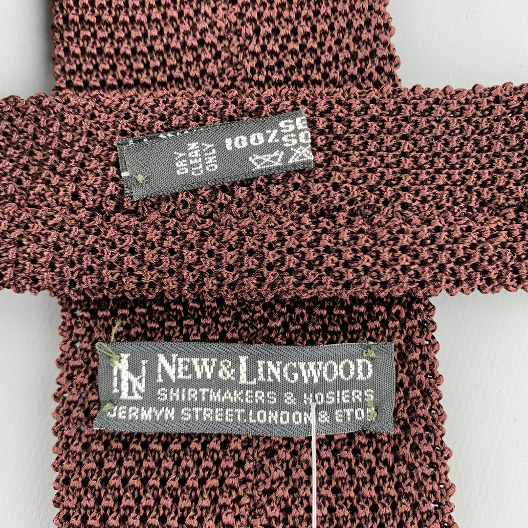 NEW & LINGWOOD Deep Burgundy Silk Textured Knit Tie