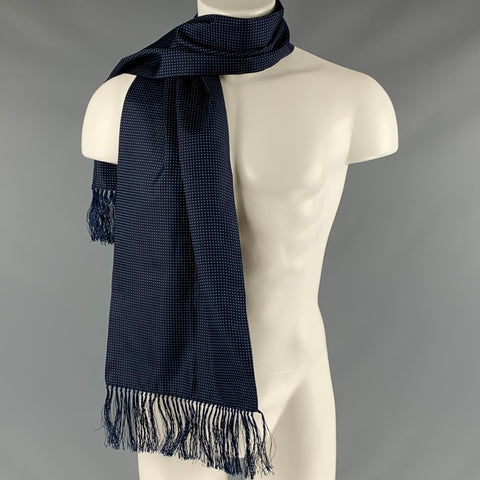 DANIEL HANSON Navy Blue Dots Silk Scarf
