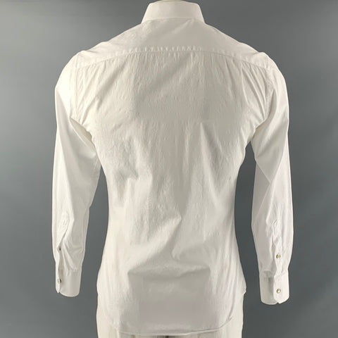 J.HILBURN Size 40 White Paisley Cotton Long Sleeve Shirt