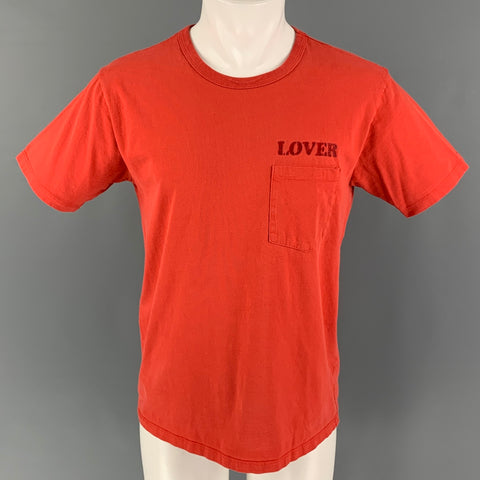 BIANCA CHANDON Size M Red Cotton Patch Pocket T-shirt