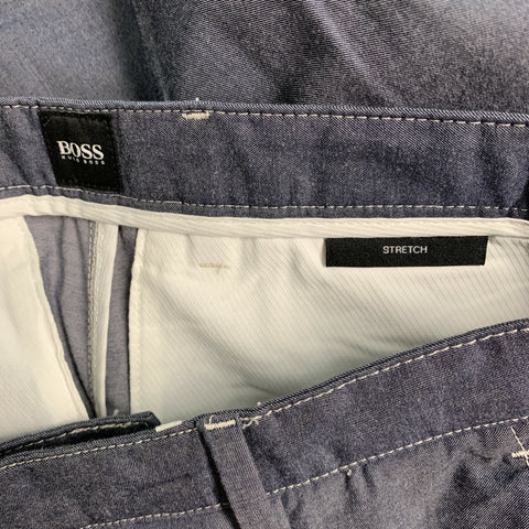 HUGO BOSS Size 30 Grey Contrast Stitch Cotton Elastane Flat Front Casual Pants