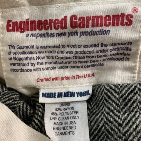 ENGINEERED GARMENTS Taille 32 Pantalon décontracté en laine à chevrons blanc cassé noir