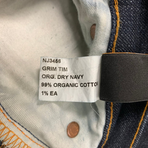 NUDIE JEANS Size 29 Blue Indigo Cotton Tapered Button Fly Jeans