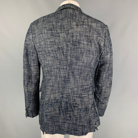 PAUL SMITH The Kensington Size 40 Navy & White Textured Viscose Blend Sport Coat