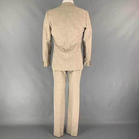 JOHN VARVATOS Size 38 Regular Oatmeal Heather Wool Blend Peak Lapel Suit