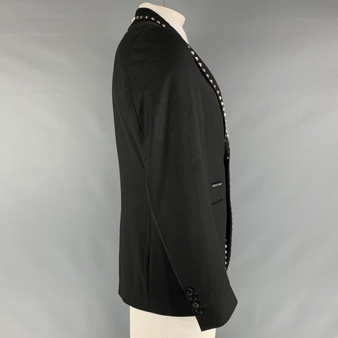 PHILIPP PLEIN Size 42 Black Studded Polyester Wool Sport Coat