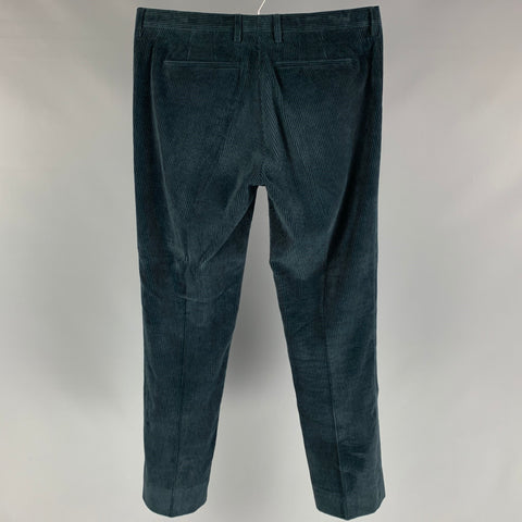 PAUL SMITH Soho Fit Size 40 Regular Forest Green Corduroy Cotton Notch Lapel Suit