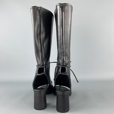 3.1 PHILLIP LIM Talla 9 Botas tipo sandalia con punta abierta de cuero negro