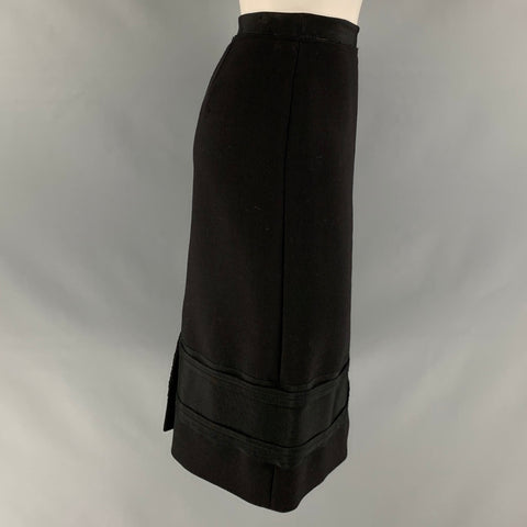 PRADA Talla 6 Falda lápiz de lana negra hasta la rodilla